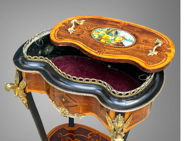 FIORIERA PERIODO DI NAPOLEONE III IN TARSI E LEGNO Annerito DECORATO CON BRONZO
