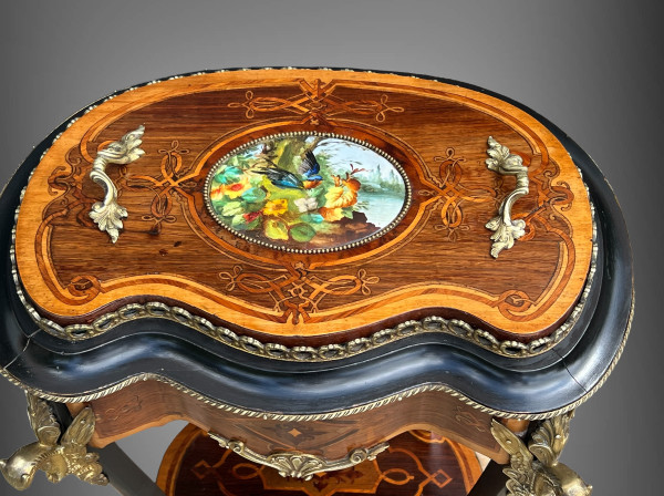 FIORIERA PERIODO DI NAPOLEONE III IN TARSI E LEGNO Annerito DECORATO CON BRONZO