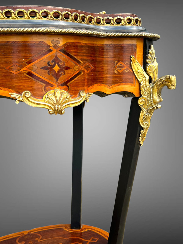 FIORIERA PERIODO DI NAPOLEONE III IN TARSI E LEGNO Annerito DECORATO CON BRONZO