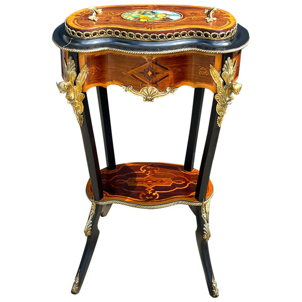 FIORIERA PERIODO DI NAPOLEONE III IN TARSI E LEGNO Annerito DECORATO CON BRONZO