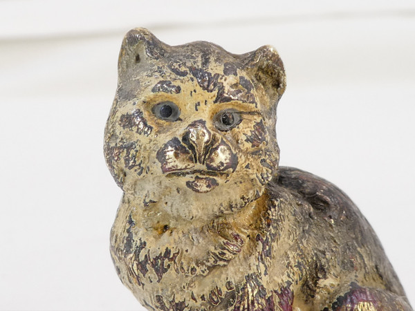 WIEN Bronze Kleine sitzende Katze signiert GESCHUTZ