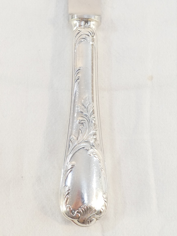 CHRISTOFLE 12 Coltelli grandi in metallo argentato modello MARLY lama in acciaio inox