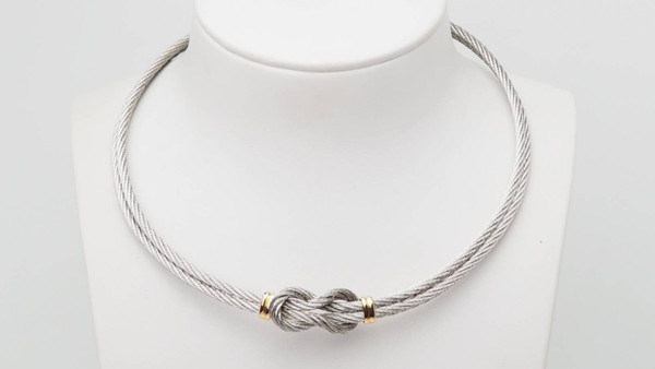 Collana vintage FRED force 10 in oro giallo e acciaio