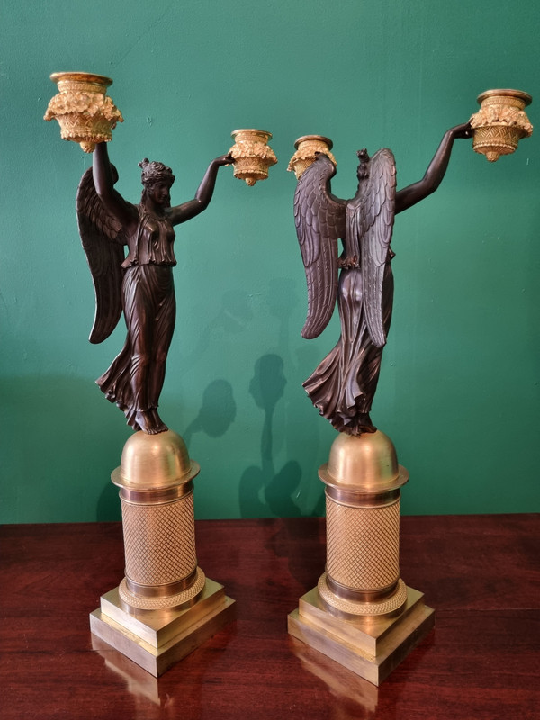 Rabiat : paire de candélabres signés d'époque Empire