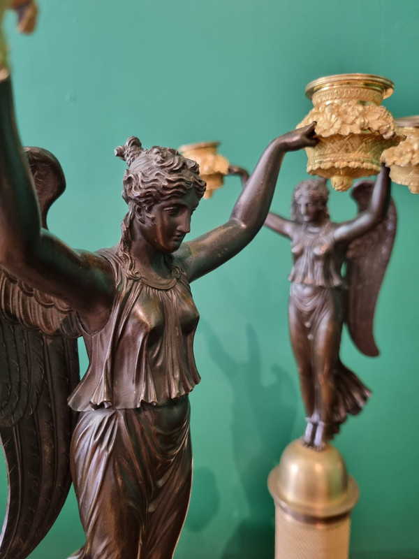 Rabiat : paire de candélabres signés d'époque Empire