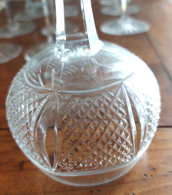 Series of 12 cut crystal stemmed wine glasses from the early 20th century