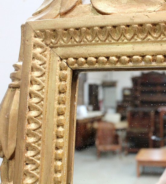 Small Golden Wood Mirror, Louis XVI Style - Early 20th Century