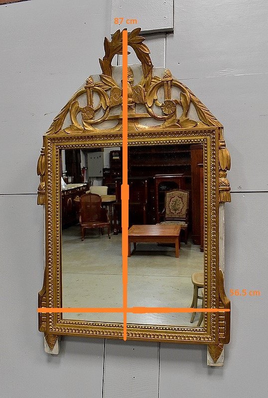 Small Golden Wood Mirror, Louis XVI Style - Early 20th Century