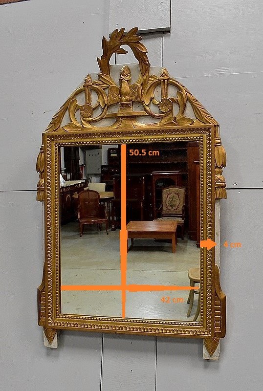 Small Golden Wood Mirror, Louis XVI Style - Early 20th Century