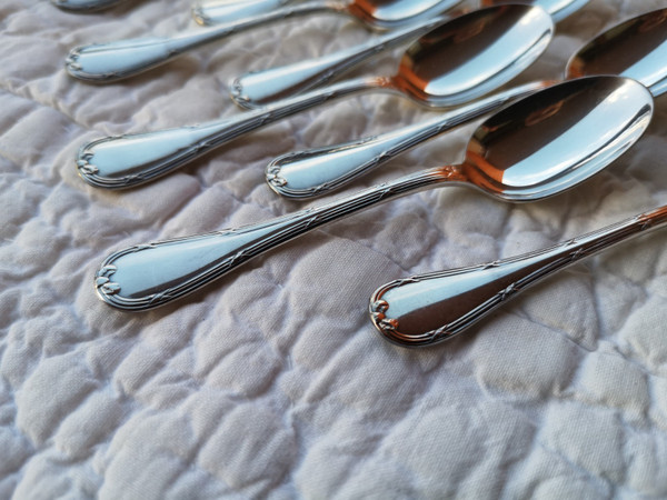 12 silver-plated espresso/moka spoons Rubans model Orfèvrerie Christofle