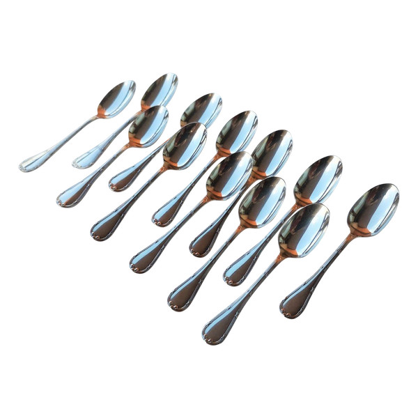 12 silver-plated espresso/moka spoons Rubans model Orfèvrerie Christofle