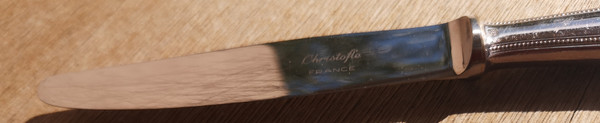 12 silver-plated dessert knives Perles orfèvrerie Christofle model