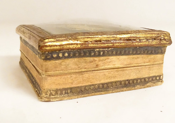 Small Cardboard Box Gilded Paper Profile Napoleon First Consul Brenet 19th century