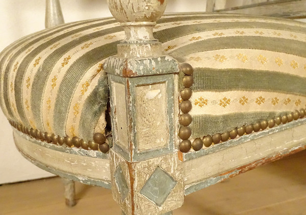 Coppia di poltrone Directoire in legno laccato con sedute a conchiglia Palmette Fine XVIII secolo