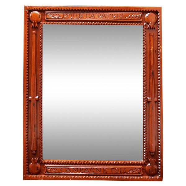 Patriotic frame in carved pitchpin