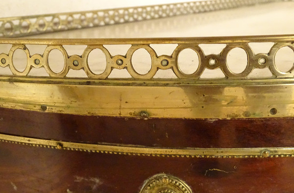 Console Louis XVI Demi-lune Acajou Marbre Blanc Laiton Doré XVIIIème Siècle