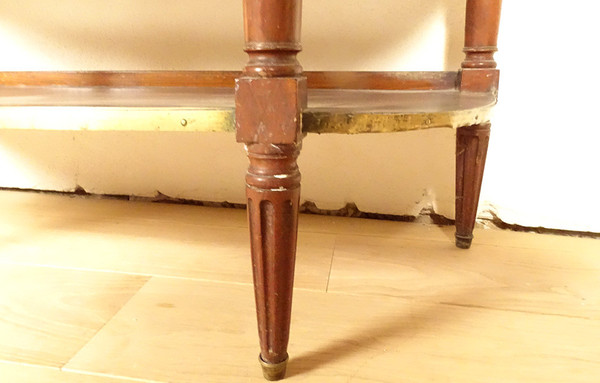 Console Louis XVI Demi-lune Acajou Marbre Blanc Laiton Doré XVIIIème Siècle