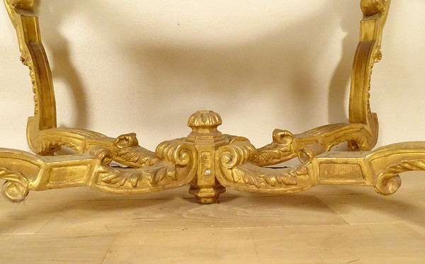 Console Louis XIV Bois Sculpté Doré Guirlandes Fleurs Coquilles XVIIIème