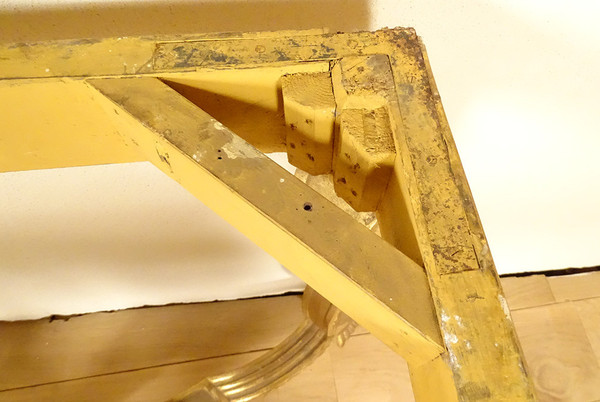 Console Louis XIV Bois Sculpté Doré Guirlandes Fleurs Coquilles XVIIIème