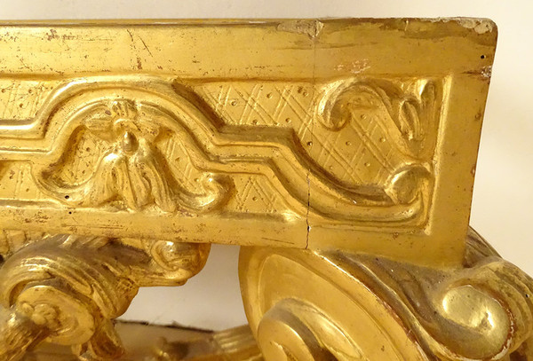 Console Louis XIV Bois Sculpté Doré Guirlandes Fleurs Coquilles XVIIIème