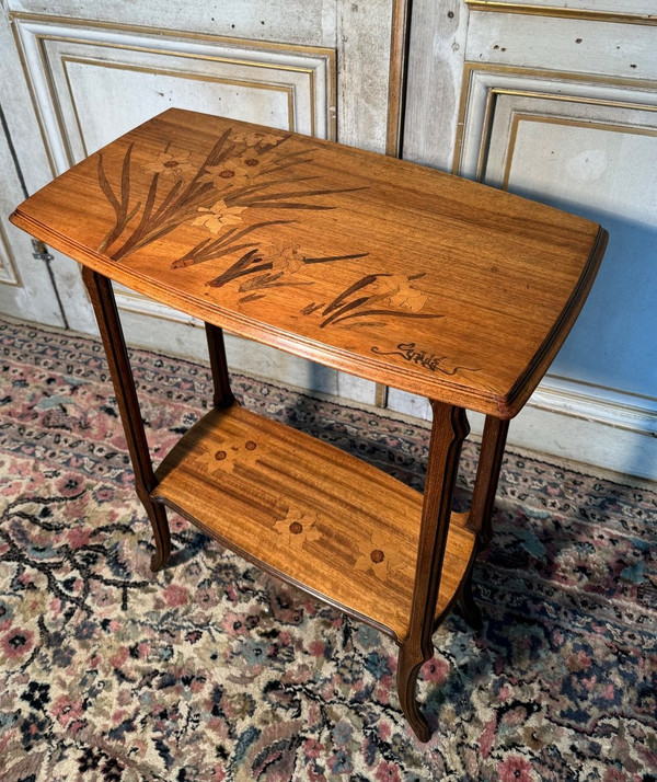 Art Nouveau Table In Gallé Japanese Marquetry