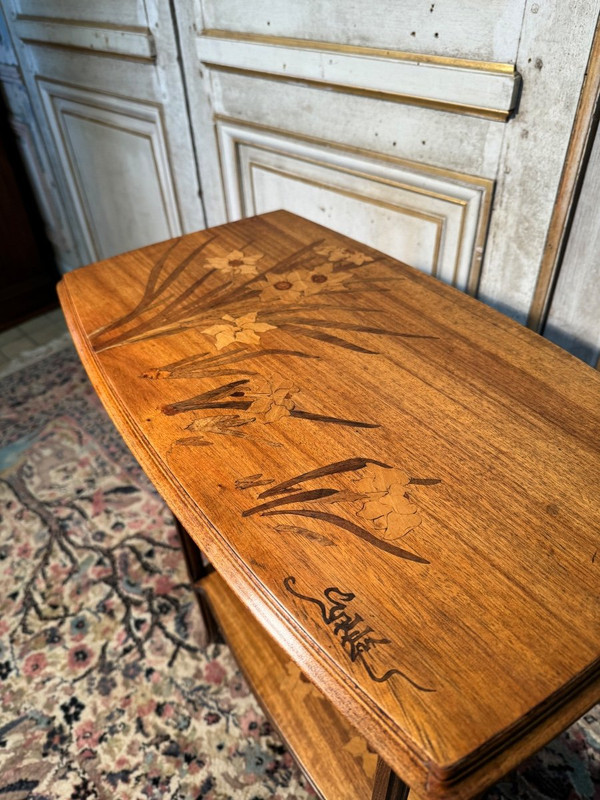 Art Nouveau Table In Gallé Japanese Marquetry