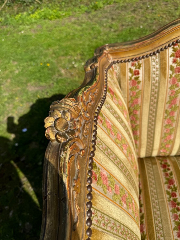 Large Napoleon 3 Sofa In Golden Wood