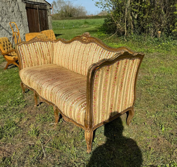 Large Napoleon 3 Sofa In Golden Wood