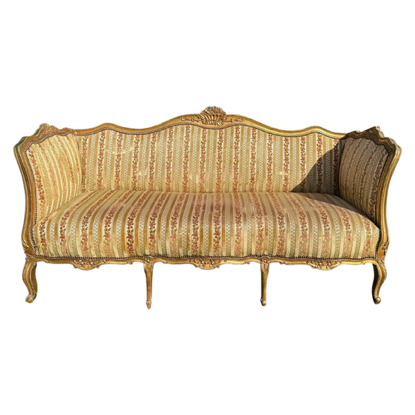 Large Napoleon 3 Sofa In Golden Wood