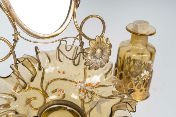 Une Coiffeuse En verre émaillé Et Bronze Doré Fin XIXème Siècle 