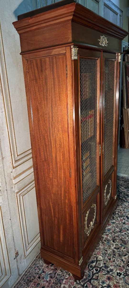 Bibliothèque Empire En Acajou Et Bronzes 19 Eme