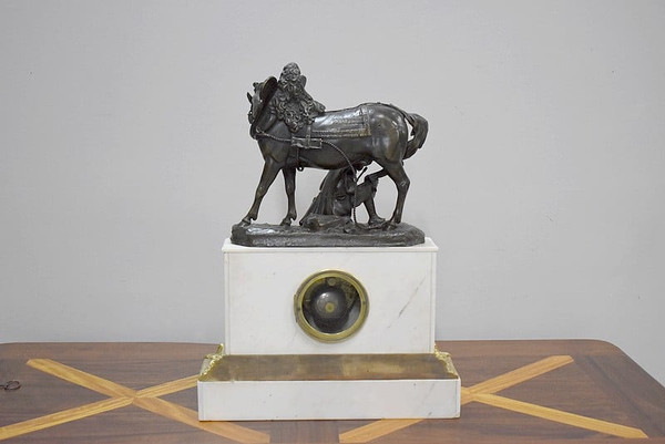 Marble and bronze clock by Théodore GECHTER - 19th century