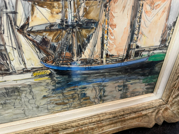 TABLEAU AQUARELLE SIGNE FRANK WILL