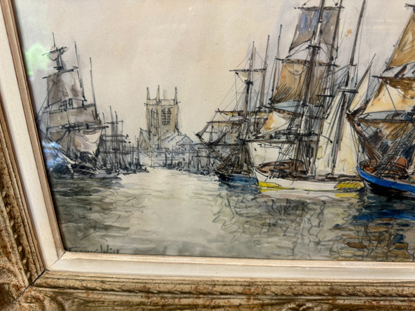 TABLEAU AQUARELLE SIGNE FRANK WILL