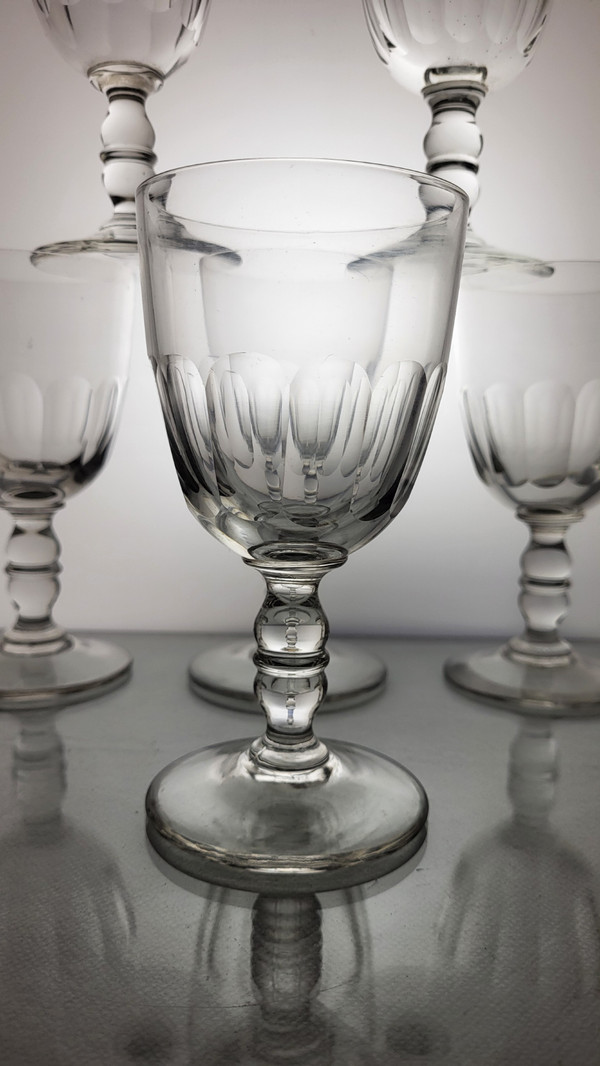 6 Bicchieri da vino/acqua a gondola XIX secolo