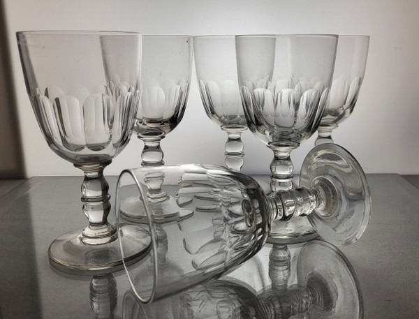 6 Bicchieri da vino/acqua a gondola XIX secolo
