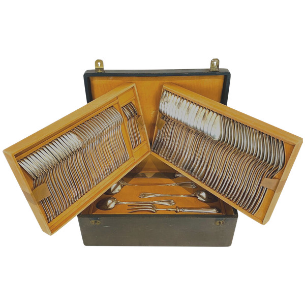 Louis XV style silver-plated household set XX century