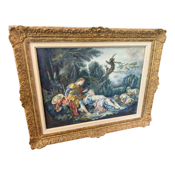 TABLEAU : GOUACHE D'APRES F. BOUCHER