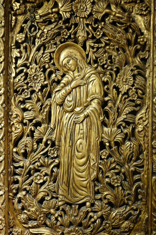 Gilded wood iconostasis door, Central Europe, 19th c.