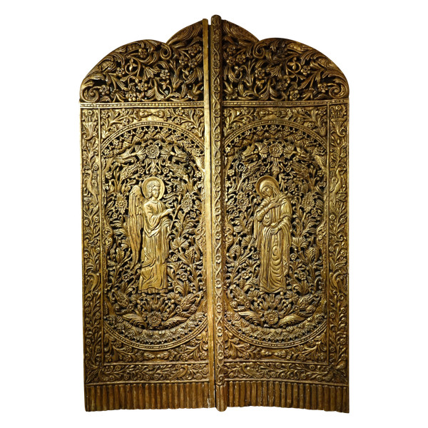Gilded wood iconostasis door, Central Europe, 19th c.