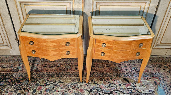 Paire De Chevets D époque Art Déco 1930/1940 En Sycomore