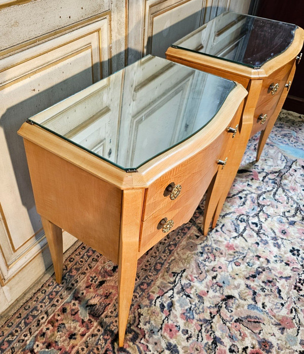 Paire De Chevets D époque Art Déco 1930/1940 En Sycomore