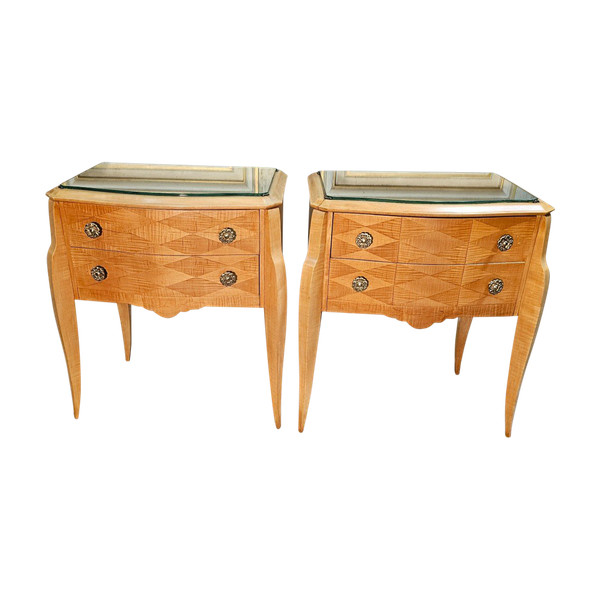 Paire De Chevets D époque Art Déco 1930/1940 En Sycomore