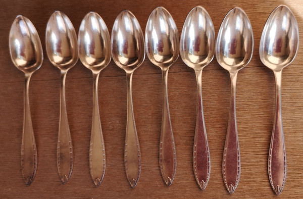 8 cuillères à café/dessert en métal argenté modèle Albatros orfèvrerie Christofle