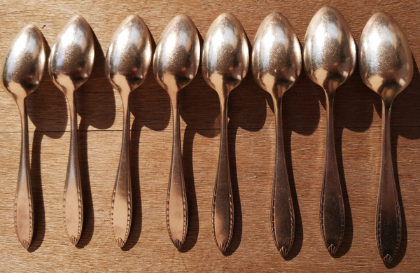 8 cuillères à café/dessert en métal argenté modèle Albatros orfèvrerie Christofle