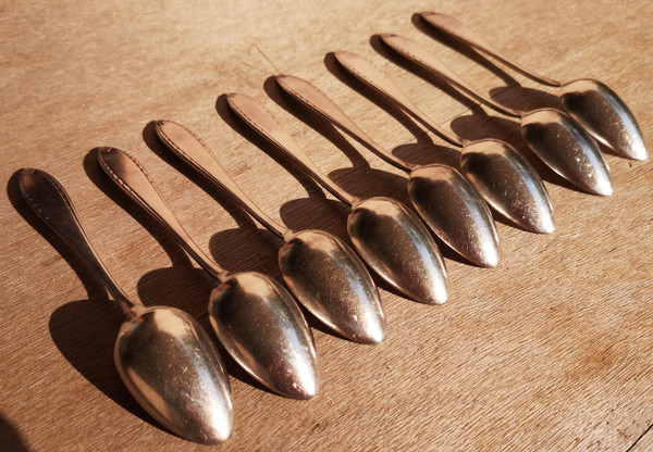 8 cuillères à café/dessert en métal argenté modèle Albatros orfèvrerie Christofle