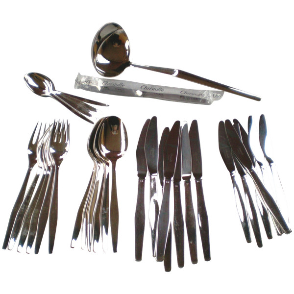 Part de (demi-)ménagère Orly métal argenté orfèvrerie Christofle années 70 (6 couverts) 32 pièces