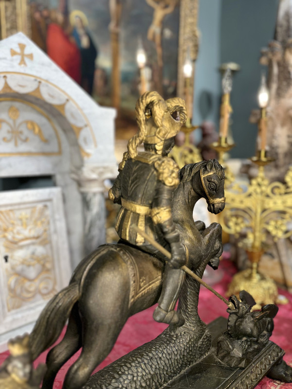 Scultura di San Giorgio e il drago - XVII secolo