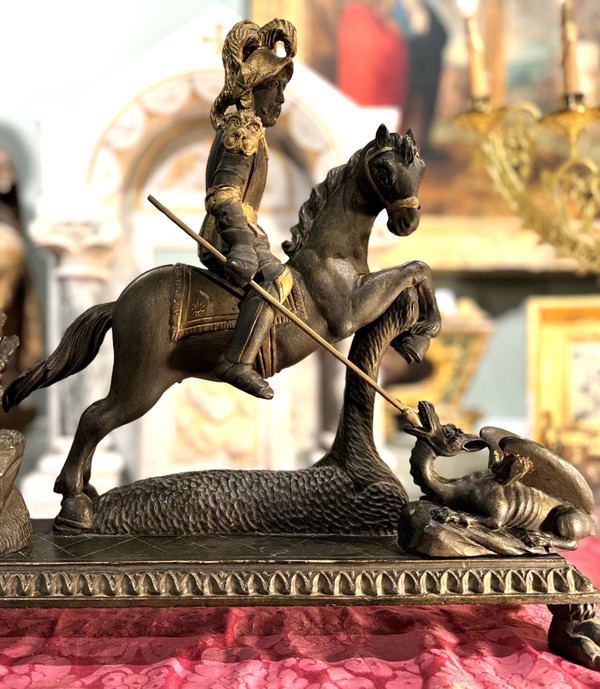 Scultura di San Giorgio e il drago - XVII secolo