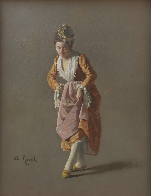 Charles REVEL - Ritratto di un'elegante signora alla fine del XVIII secolo